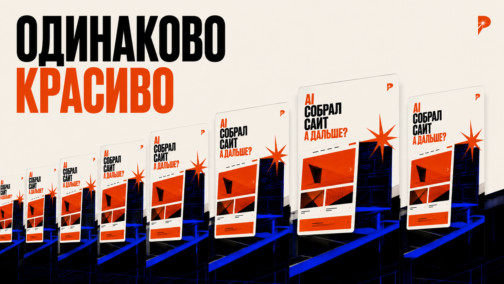 Поток похожих AI-сайтов с одинаковыми блоками и один сайт с выраженным характером, собственной типографикой и фирменной звездой PANTELIDI